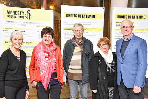 Les membres du groupe local l'Amnesty international, en compagnie de leur présidente, Monique Viscontini (à gauche, en rouge).