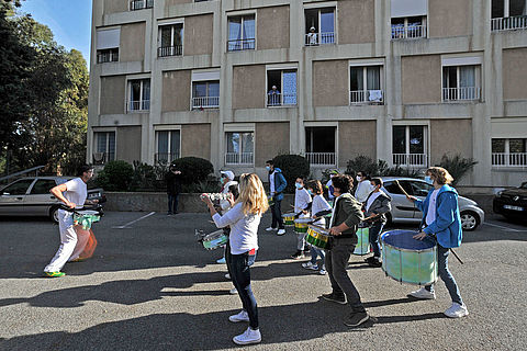 La classe de percussions du Conservatoire sous la direction de Cyril Londeix.
