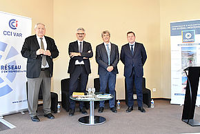 Lancement officiel du Campus Connecté en présence du maire, Frédéric Masquelier; du Président de l’Université Côte d’Azur, Jean-Marc Gambaudo; du Recteur d’Académie, Richard Laganier; du Président de la CAVEM, Roland Bertora.